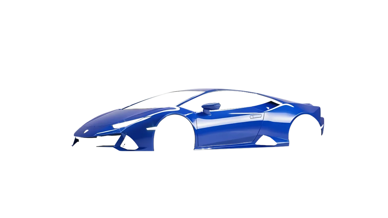 Lamborghini Huracan Evo 2024 wrapped in King Blue Gloss (ORACAL 970RA-049G), front three-quarter view