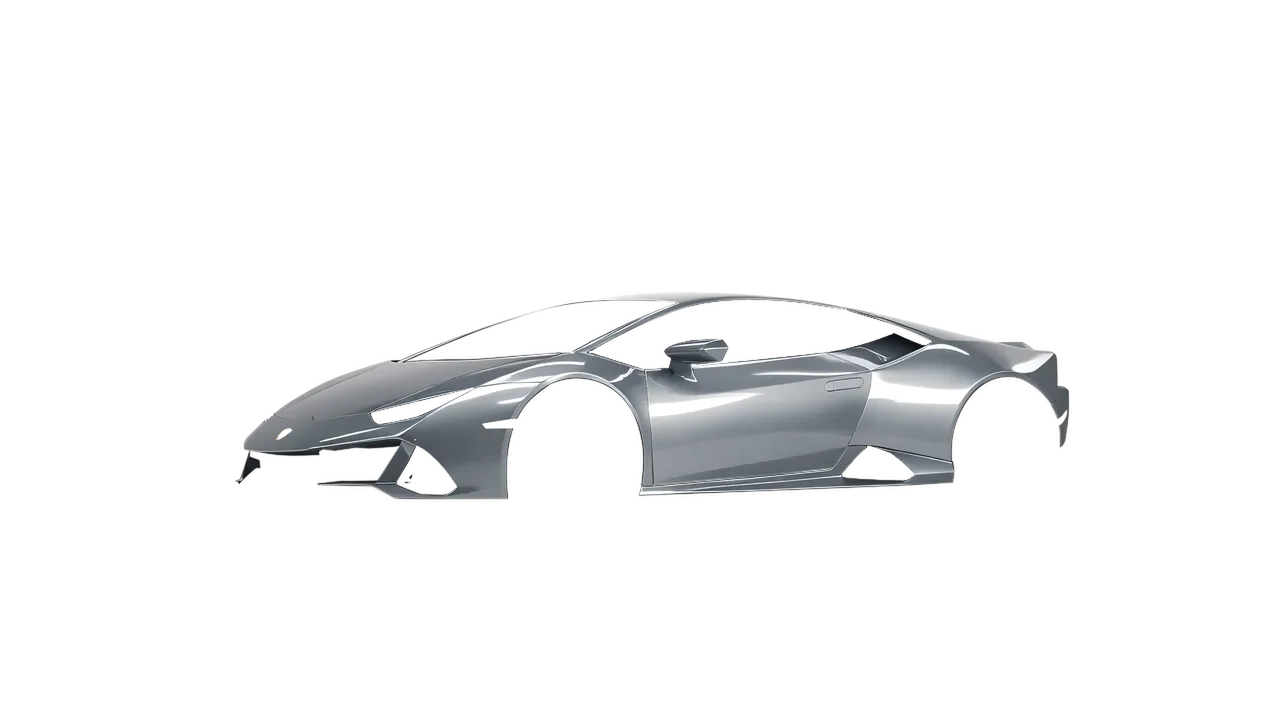 Lamborghini Huracan Evo 2024 wrapped in Aluminium Gloss (ORACAL 970RA-908G), front three-quarter view