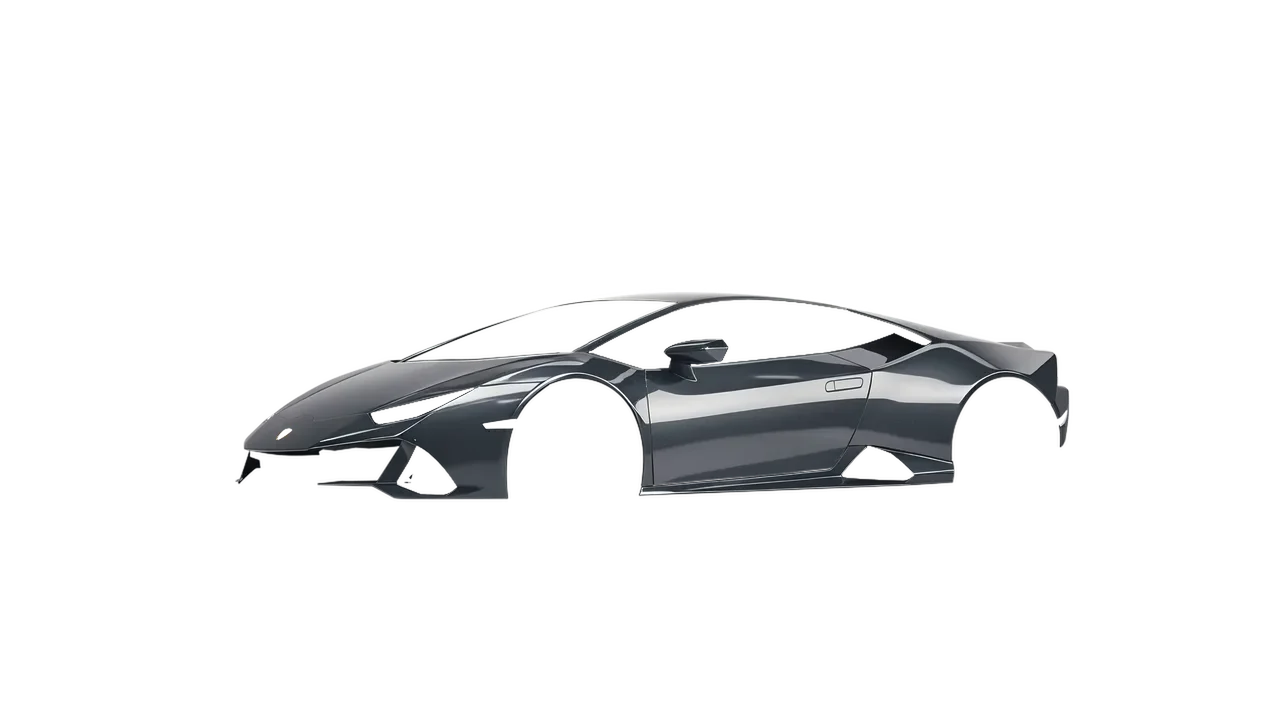 Lamborghini Huracan Evo 2024 wrapped in Anthracite Gloss (ORACAL 970RA-093G), front three-quarter view