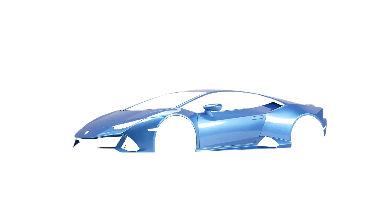 Lamborghini Huracan Evo 2024 wrapped in Azure Gloss (ORACAL 970RA-197G), front three-quarter view