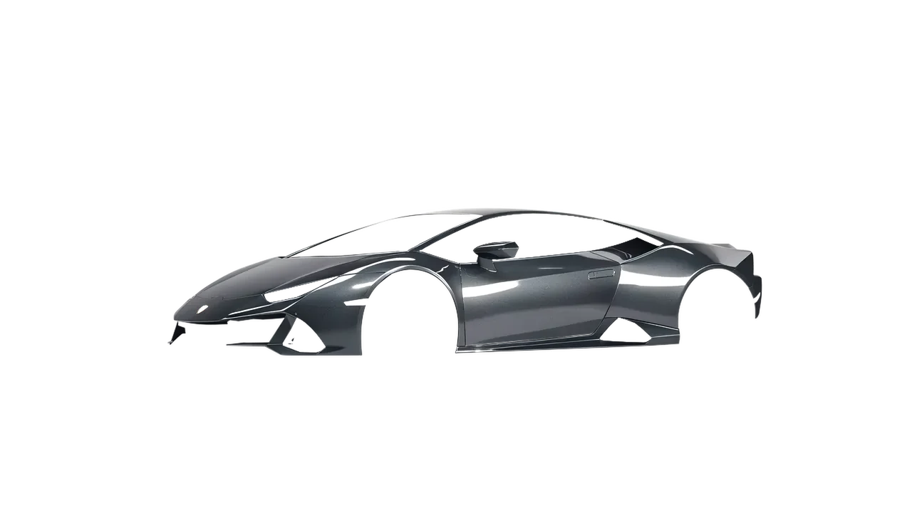 Lamborghini Huracan Evo 2024 wrapped in Charcoal Gloss (ORACAL 970RA-937G), front three-quarter view