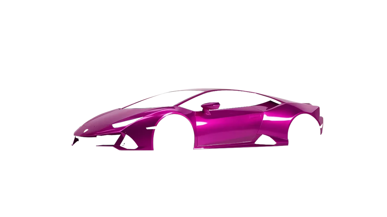 Lamborghini Huracan Evo 2024 wrapped in Gloss Cosmos Pink (KPMF K75410), front three-quarter view