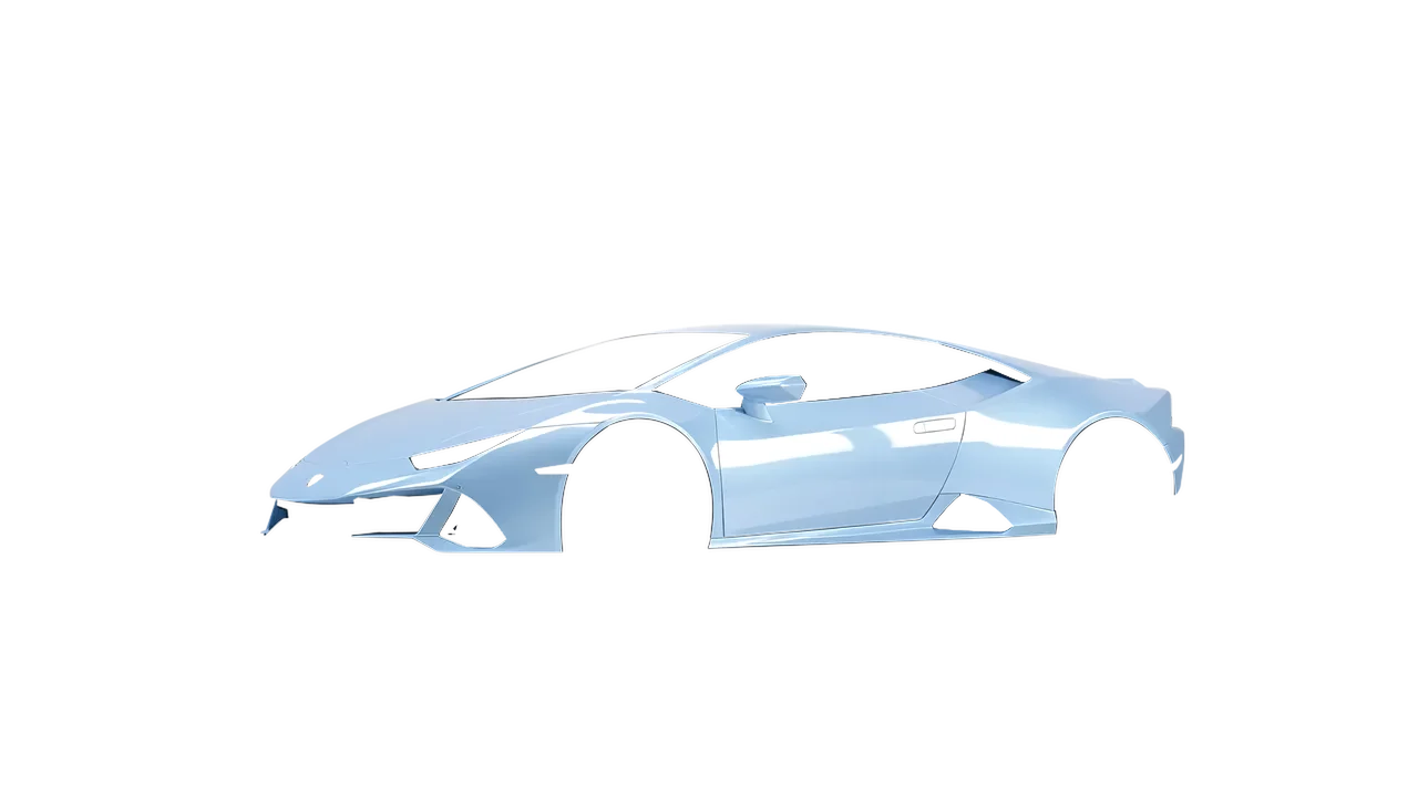 Lamborghini Huracan Evo 2024 wrapped in Dove Blue Gloss (ORACAL 970RA-195G), front three-quarter view
