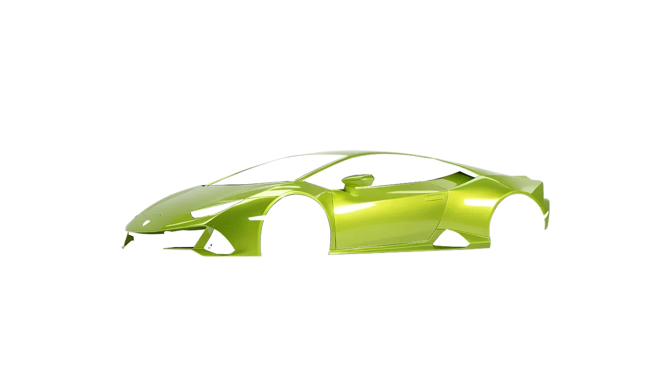Lamborghini Huracan Evo 2024 wrapped in Dynamic Lime Gloss (KPMF K75454), front three-quarter view