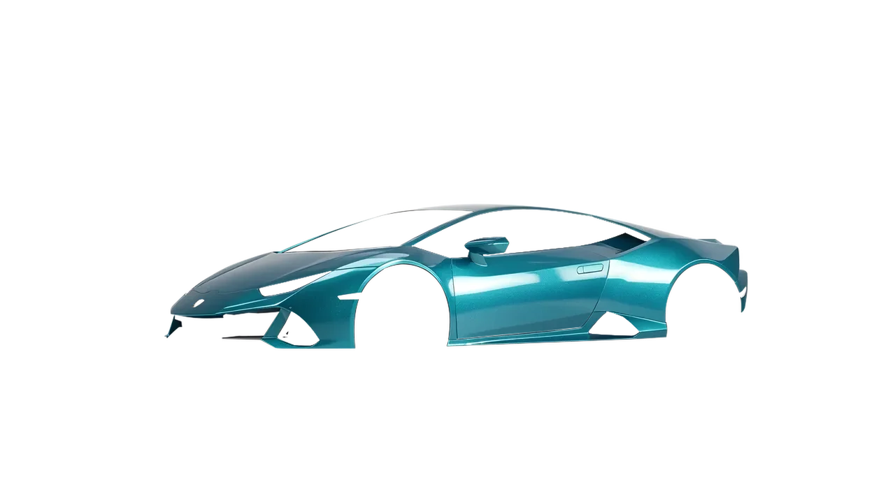 Lamborghini Huracan Evo 2024 wrapped in Dynamic Teal Gloss (KPMF K75455), front three-quarter view