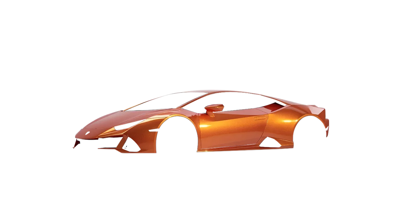 Lamborghini Huracan Evo 2024 wrapped in Ember Orange Gloss (KPMF K75404), front three-quarter view