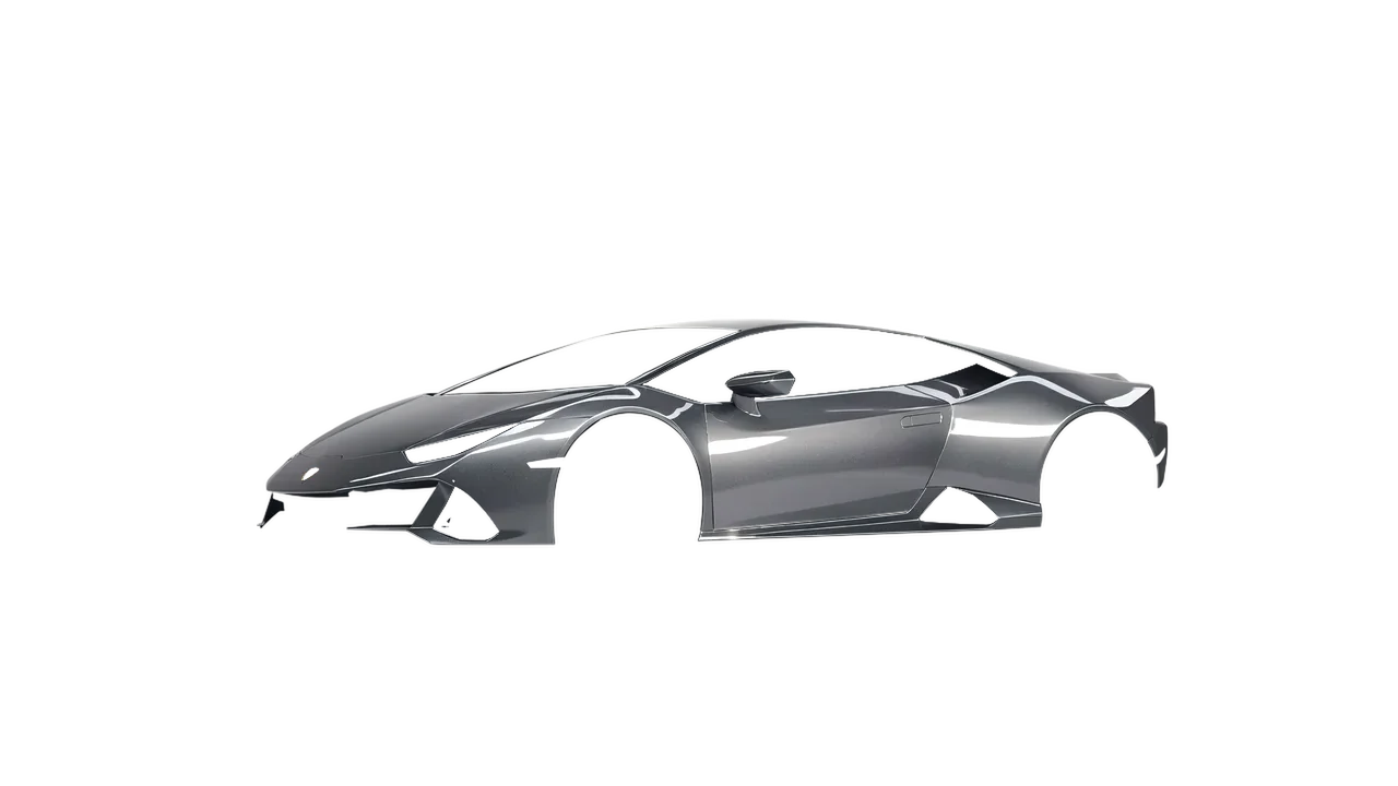 Lamborghini Huracan Evo 2024 wrapped in Grey Cast Iron Gloss (ORACAL 970RA-935G), front three-quarter view