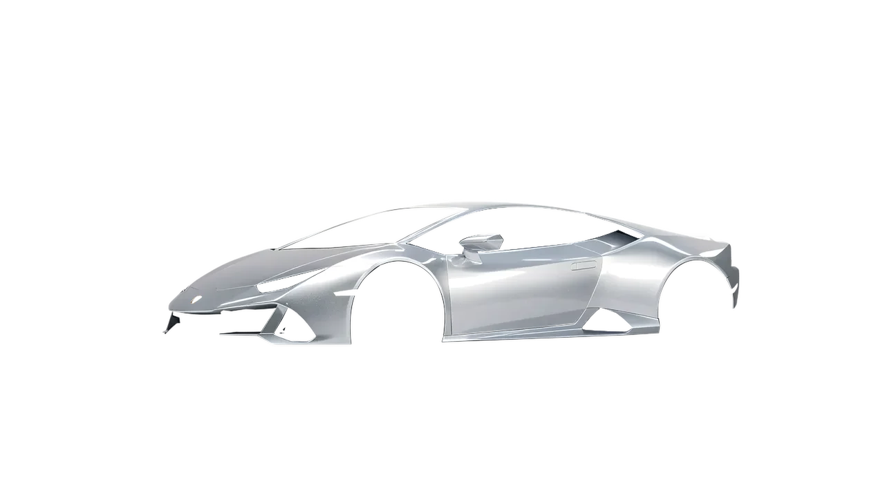 Lamborghini Huracan Evo 2024 wrapped in Silver Lake Gloss (ORACAL 970RA-904G), front three-quarter view