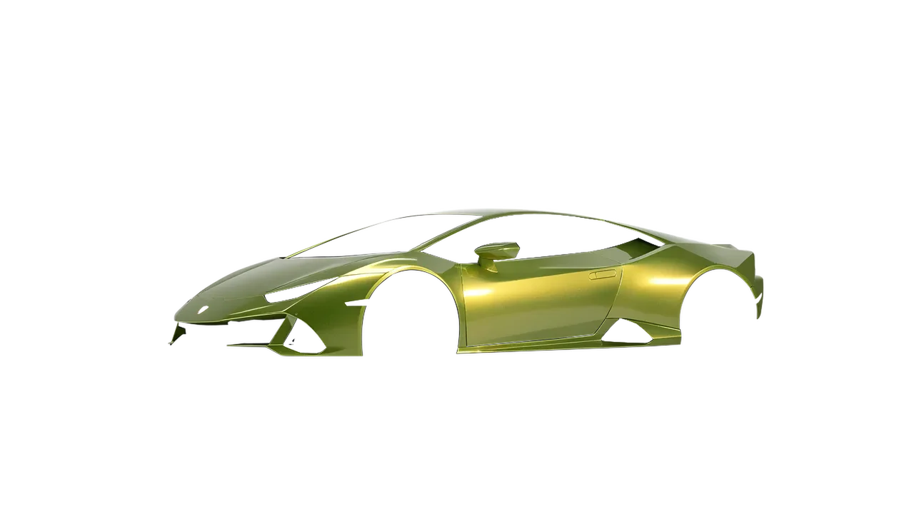 Lamborghini Huracan Evo 2024 wrapped in Solar Flash Gloss (KPMF K75409), front three-quarter view