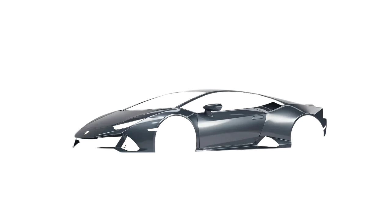Lamborghini Huracan Evo 2024 wrapped in Steel Gloss (ORACAL 970RA-795G), front three-quarter view