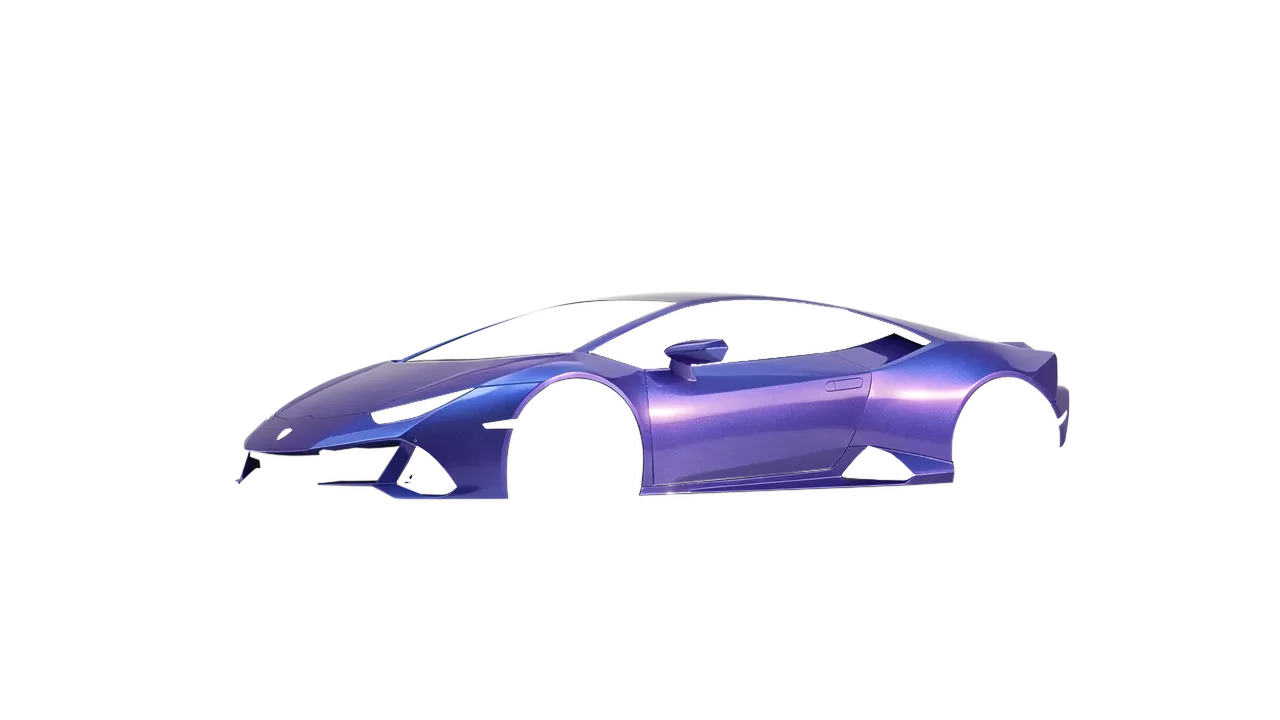 Lamborghini Huracan Evo 2024 wrapped in Twilight Sky Gloss (KPMF K75417), front three-quarter view