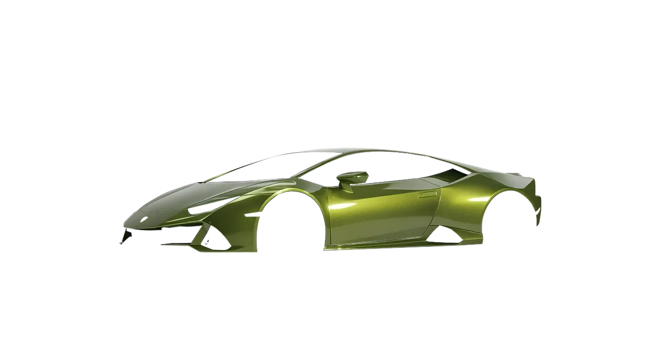 Lamborghini Huracan Evo 2024 wrapped in Verde Solaris Gloss (KPMF K75439), front three-quarter view