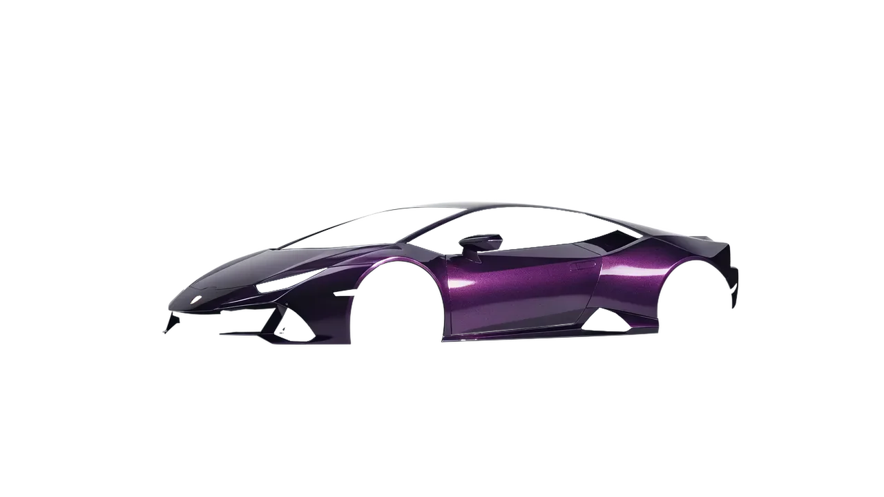 Lamborghini Huracan Evo 2024 wrapped in Viola Noir Gloss (KPMF K75416), front three-quarter view