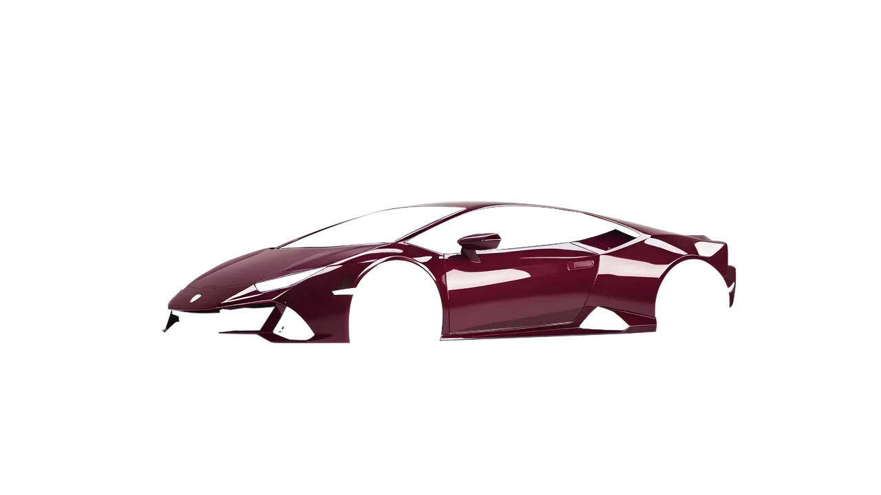 Lamborghini Huracan Evo 2024 wrapped in Purple Red Gloss (ORACAL 970RA-026G), front three-quarter view