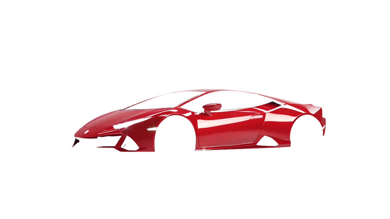 Lamborghini Huracan Evo 2024 wrapped in Red Gloss (ORACAL 970RA-031G), front three-quarter view