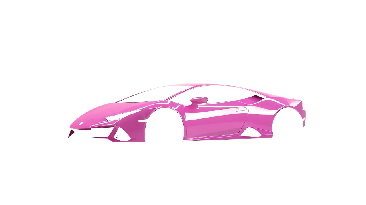 Lamborghini Huracan Evo 2024 wrapped in Soft Pink Gloss (ORACAL 970RA-045G), front three-quarter view