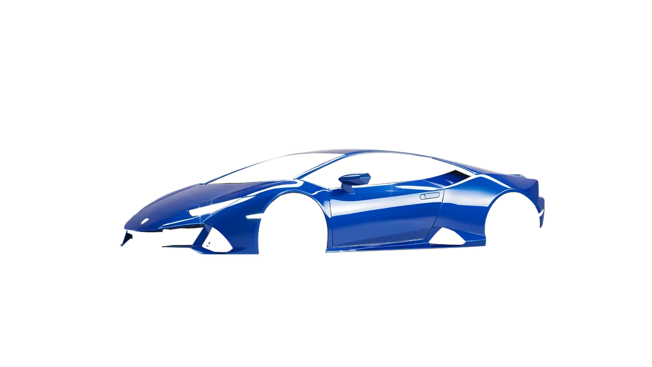 Lamborghini Huracan Evo 2024 wrapped in Traffic Blue Gloss (ORACAL 970RA-057G), front three-quarter view