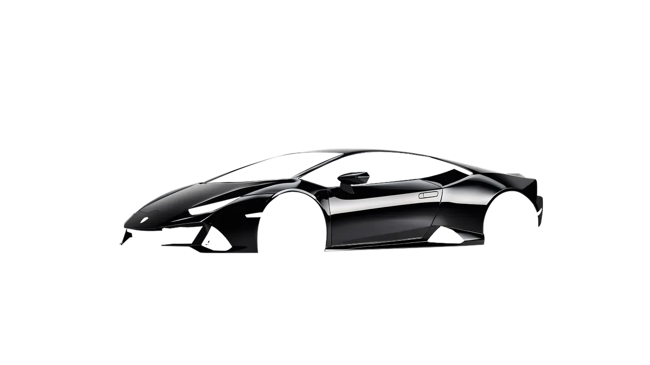 Lamborghini Huracan Evo 2024 wrapped in High Gloss Black (3M HG12), front three-quarter view