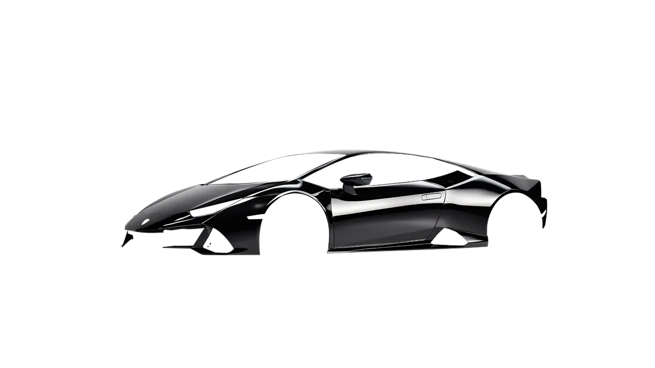 Lamborghini Huracan Evo 2024 wrapped in High Gloss Black Metallic (3M HG212), front three-quarter view
