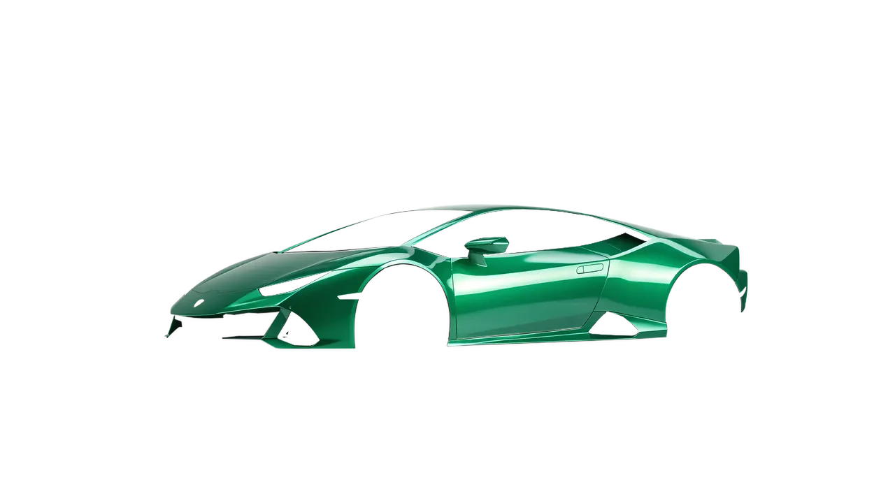 Lamborghini Huracan Evo 2024 wrapped in High Gloss Green Envy (3M HG336), front three-quarter view