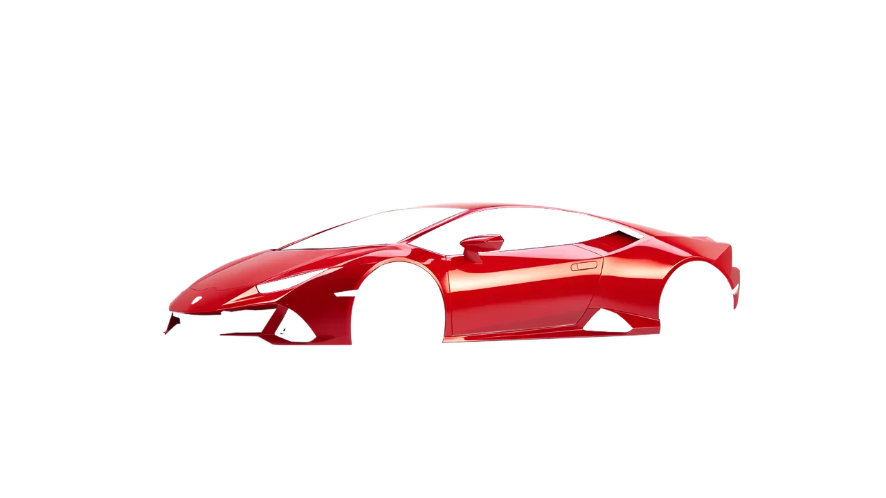 Lamborghini Huracan Evo 2024 wrapped in High Gloss Hot Rod Red (3M HG13), front three-quarter view