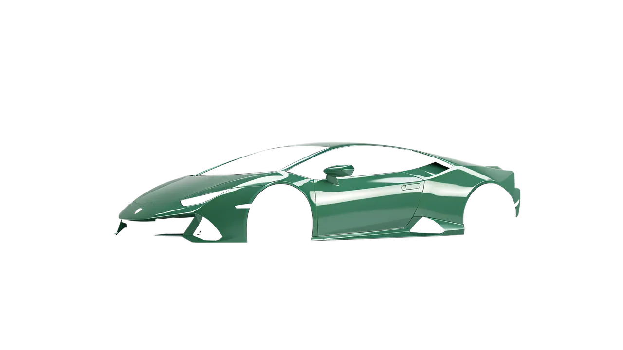 Lamborghini Huracan Evo 2024 wrapped in High Gloss Mantis Green (3M HG36), front three-quarter view
