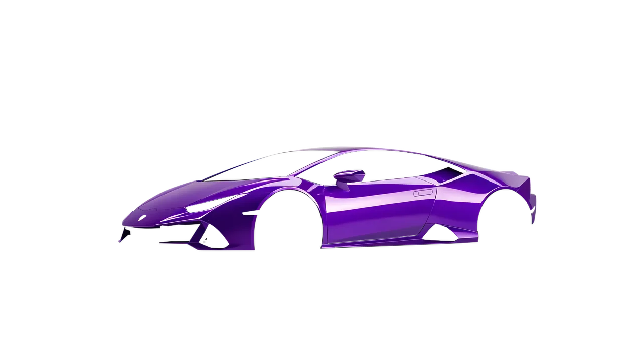 Lamborghini Huracan Evo 2024 wrapped in High Gloss Plum Explosion 2.0 (3M HGP258), front three-quarter view