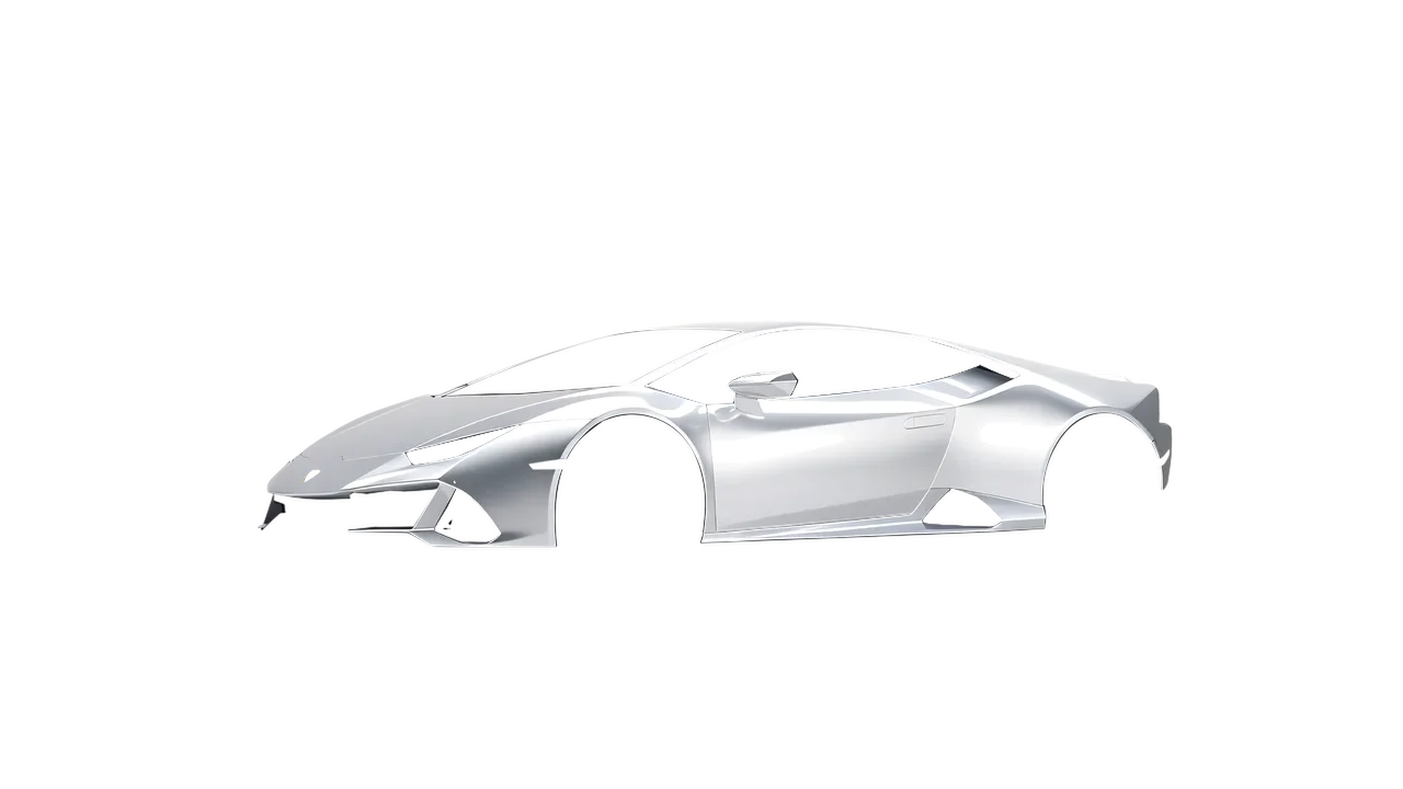 Lamborghini Huracan Evo 2024 wrapped in High Gloss White Aluminum (3M HG120), front three-quarter view