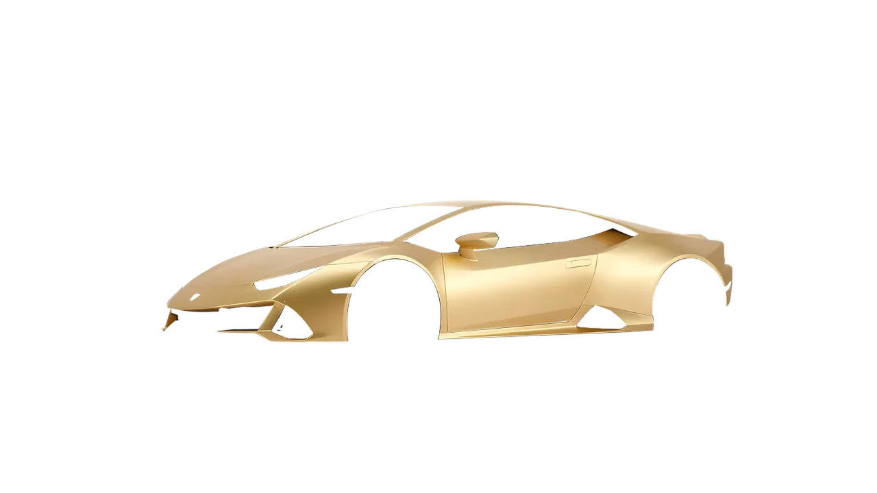 Lamborghini Huracan Evo 2024 wrapped in Divine Gold Matt (ORACAL 970RA-995M), front three-quarter view