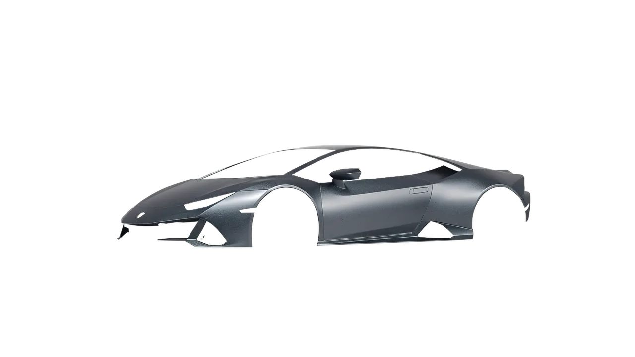 Lamborghini Huracan Evo 2024 wrapped in Matt Anthracite (KPMF K75320), front three-quarter view