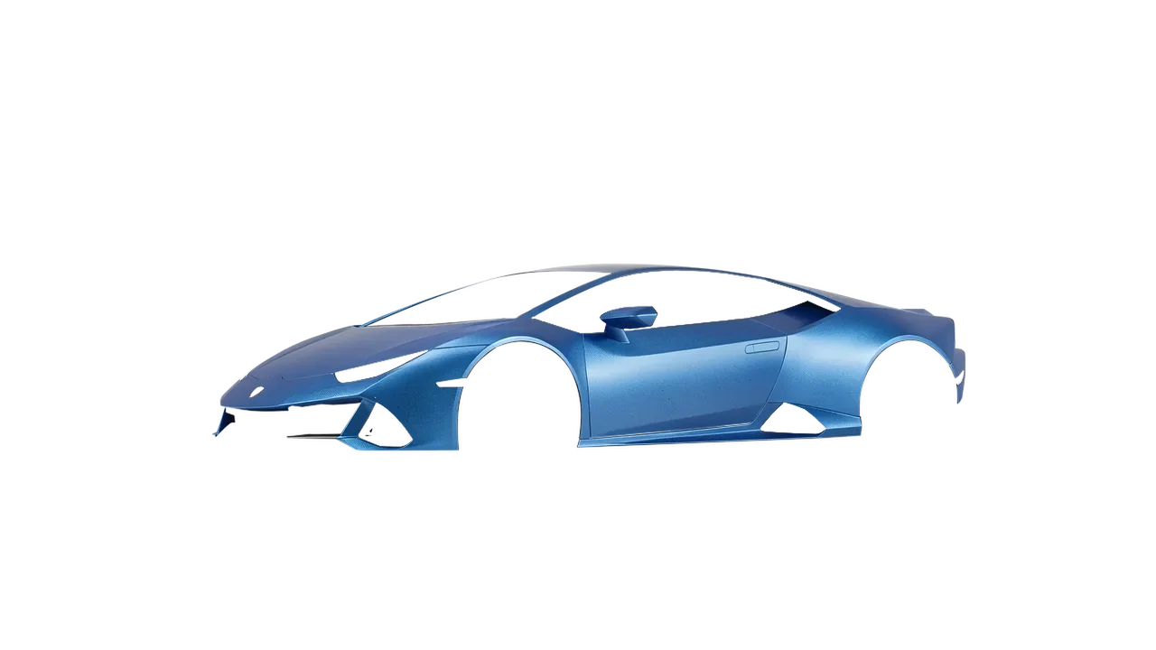 Lamborghini Huracan Evo 2024 wrapped in Azure Matt (ORACAL 970RA-197M), front three-quarter view