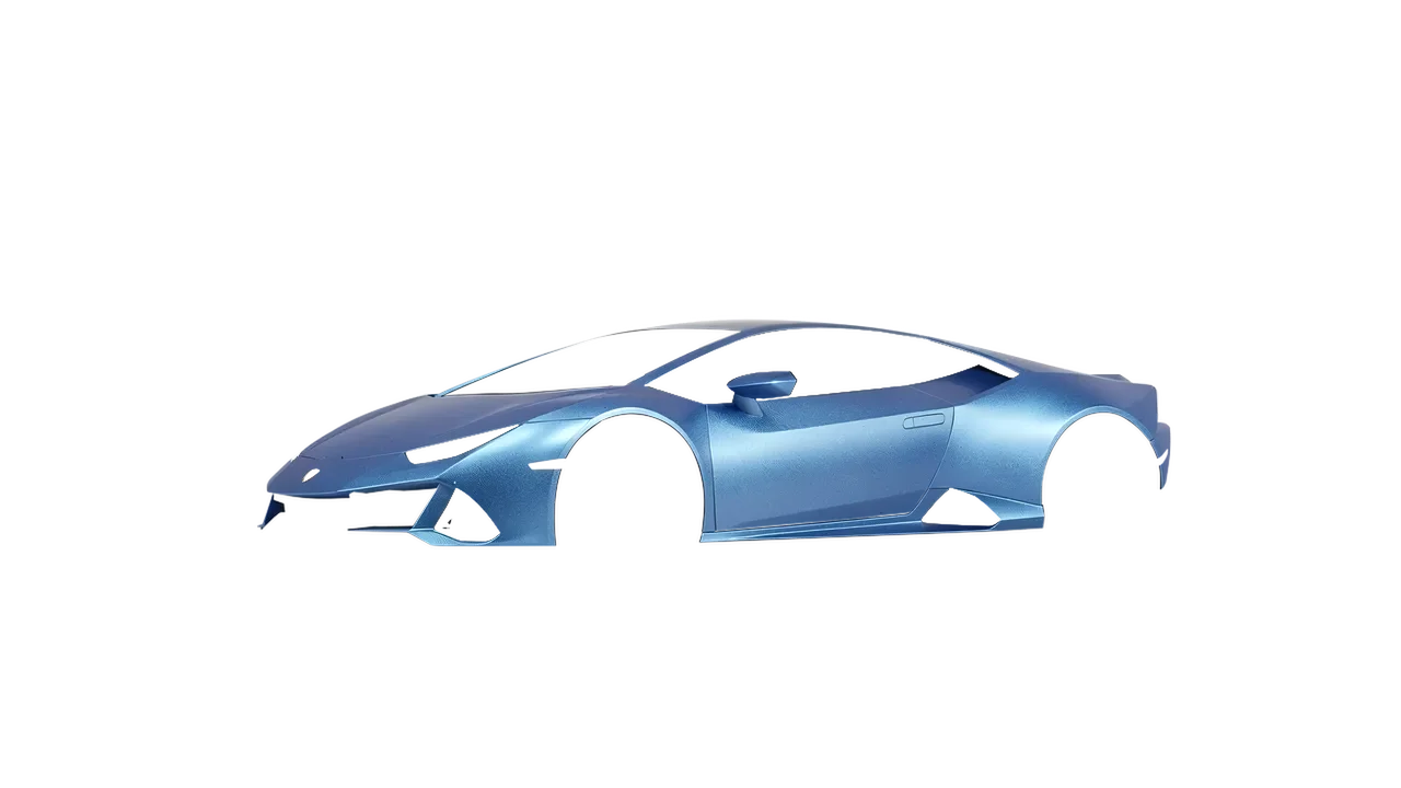 Lamborghini Huracan Evo 2024 wrapped in Matt Elan Blue (KPMF K75561), front three-quarter view