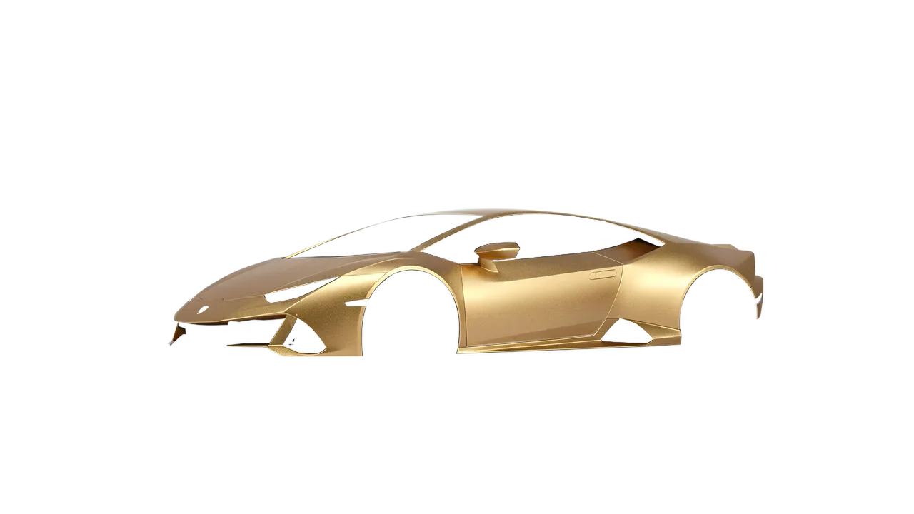 Lamborghini Huracan Evo 2024 wrapped in Gold Matt (ORACAL 970RA-091M), front three-quarter view