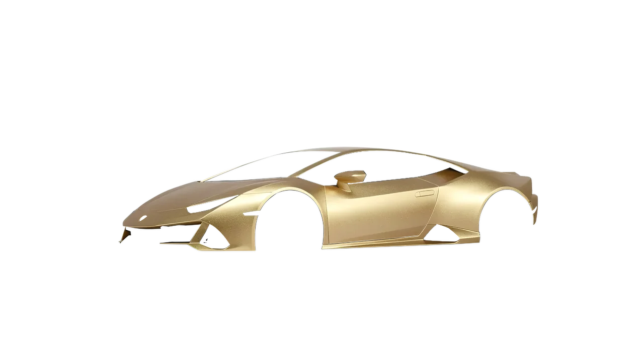 Lamborghini Huracan Evo 2024 wrapped in Matt Gold Eclipse (KPMF K75581), front three-quarter view
