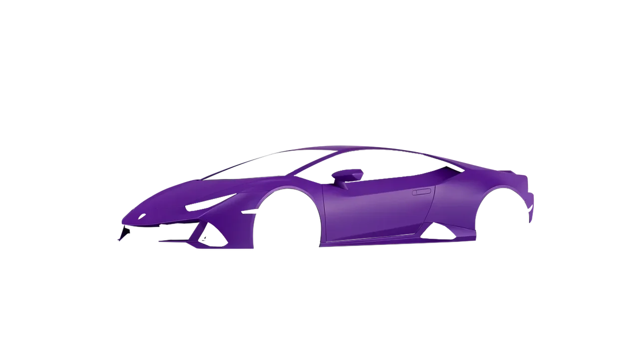 Lamborghini Huracan Evo 2024 wrapped in Matt Iced Amethyst Titanium (KPMF K75568), front three-quarter view