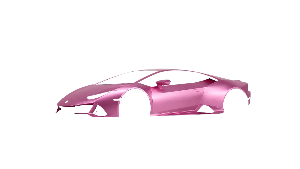 Lamborghini Huracan Evo 2024 wrapped in Matt Iced Pink Titanium (KPMF K75504), front three-quarter view