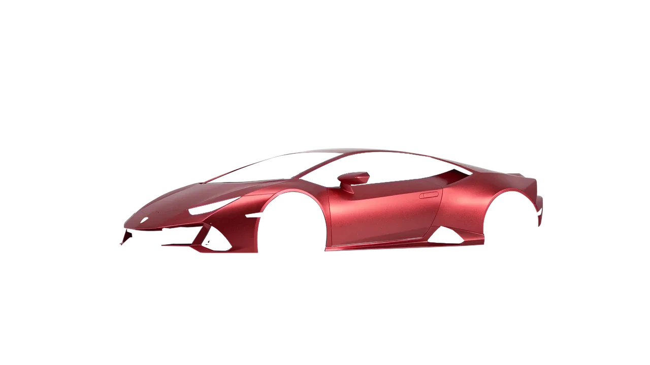 Lamborghini Huracan Evo 2024 wrapped in Matt Iced Red Titanium (KPMF K75506), front three-quarter view