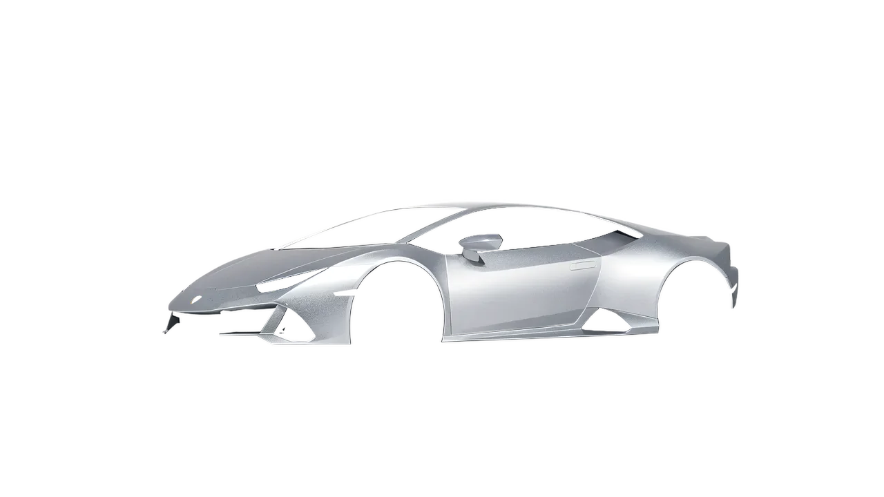 Lamborghini Huracan Evo 2024 wrapped in Matt Iced Silver Titanium (KPMF K75501), front three-quarter view