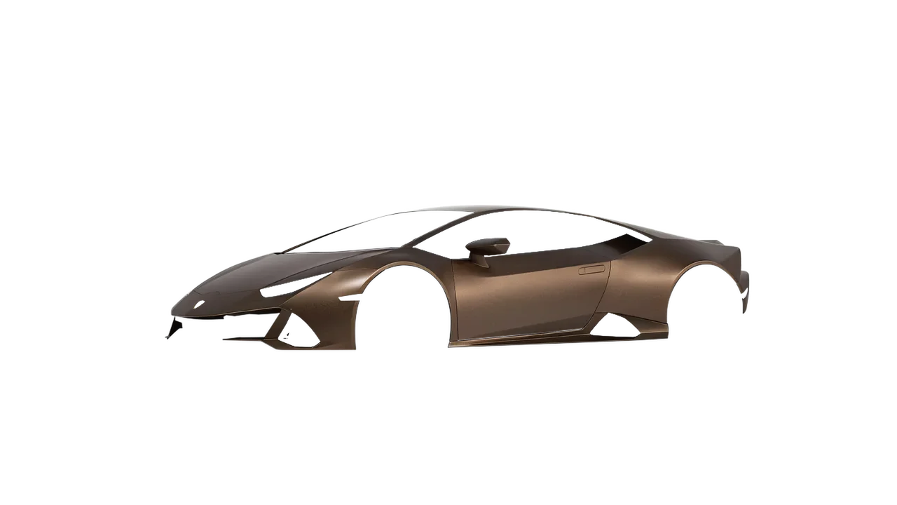 Lamborghini Huracan Evo 2024 wrapped in Matt Java Brown (KPMF K75543), front three-quarter view