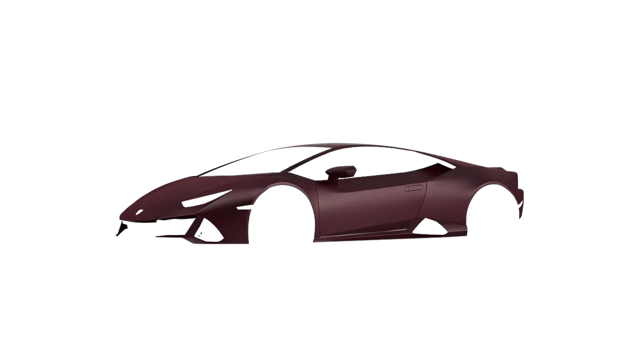 Lamborghini Huracan Evo 2024 wrapped in Matt Widowed Red (KPMF K75508), front three-quarter view