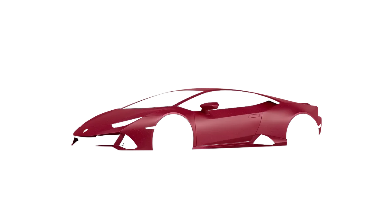 Lamborghini Huracan Evo 2024 wrapped in Imperial Red Matt (ORACAL 970RA-372M), front three-quarter view