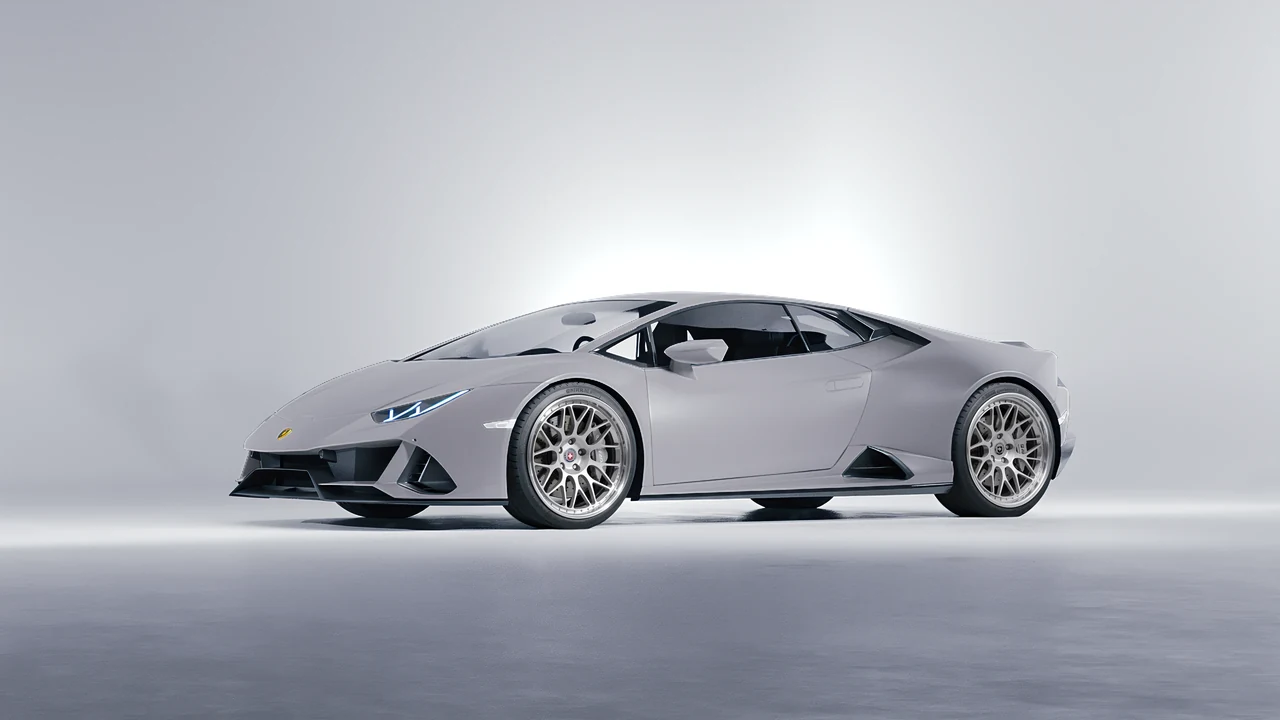 Lamborghini Huracan Evo 2024 on HRE Performance Wheels 300 forged wheels, front three-quarter view