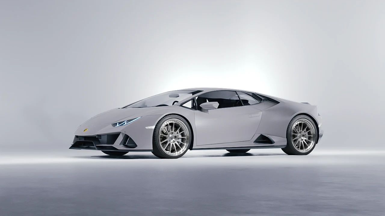 Lamborghini Huracan Evo 2024 on HRE Performance Wheels 303 forged wheels, front three-quarter view