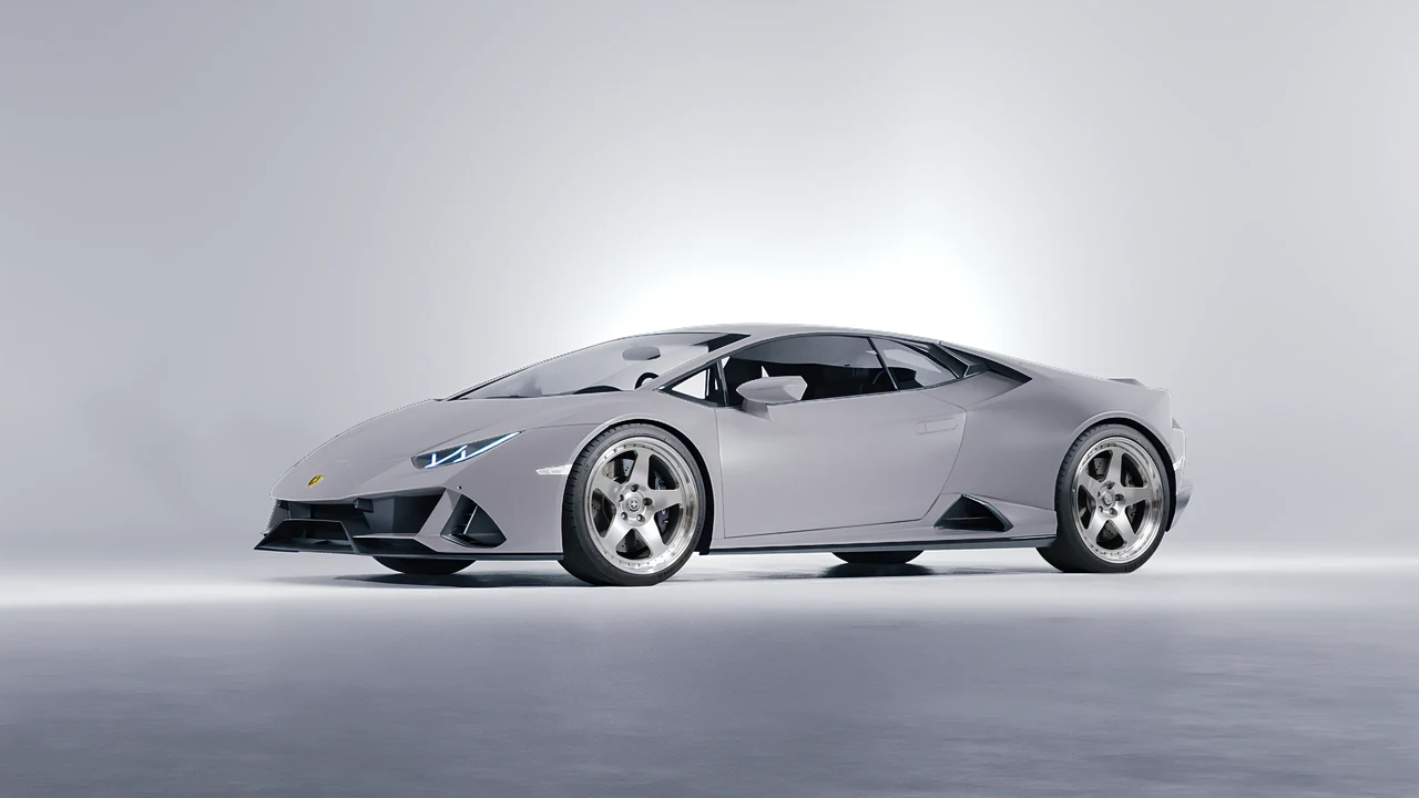 Lamborghini Huracan Evo 2024 on HRE Performance Wheels 305 forged wheels, front three-quarter view