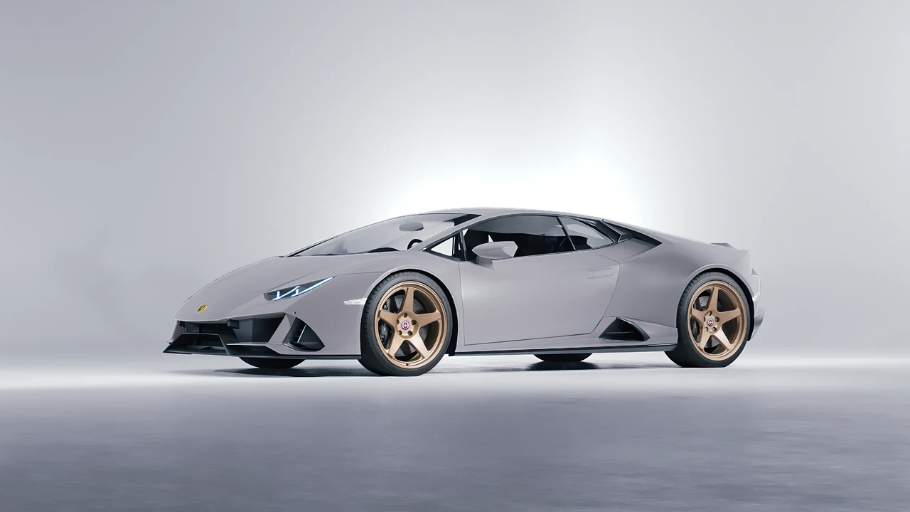 Lamborghini Huracan Evo 2024 on HRE Performance Wheels 305-GTS forged wheels, front three-quarter view