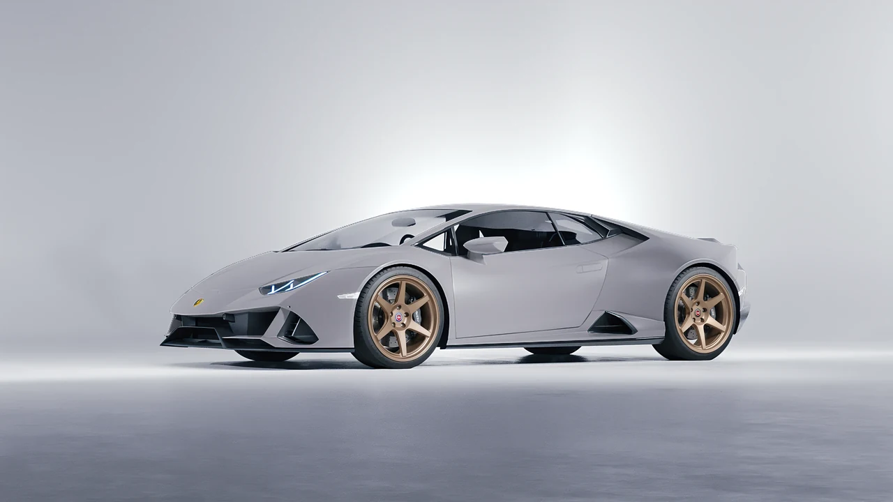 Lamborghini Huracan Evo 2024 on HRE Performance Wheels 306-GTS forged wheels, front three-quarter view