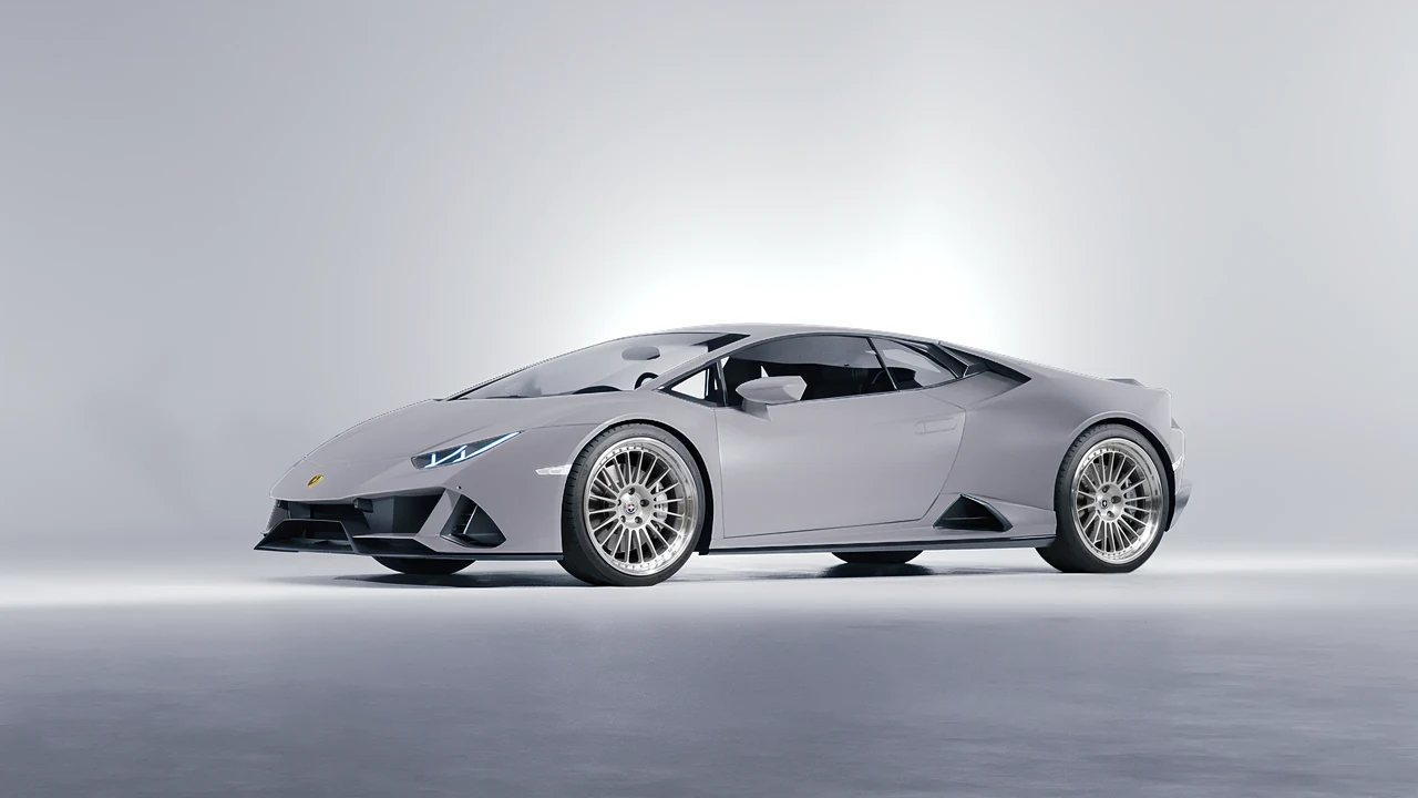 Lamborghini Huracan Evo 2024 on HRE Performance Wheels 309 forged wheels, front three-quarter view