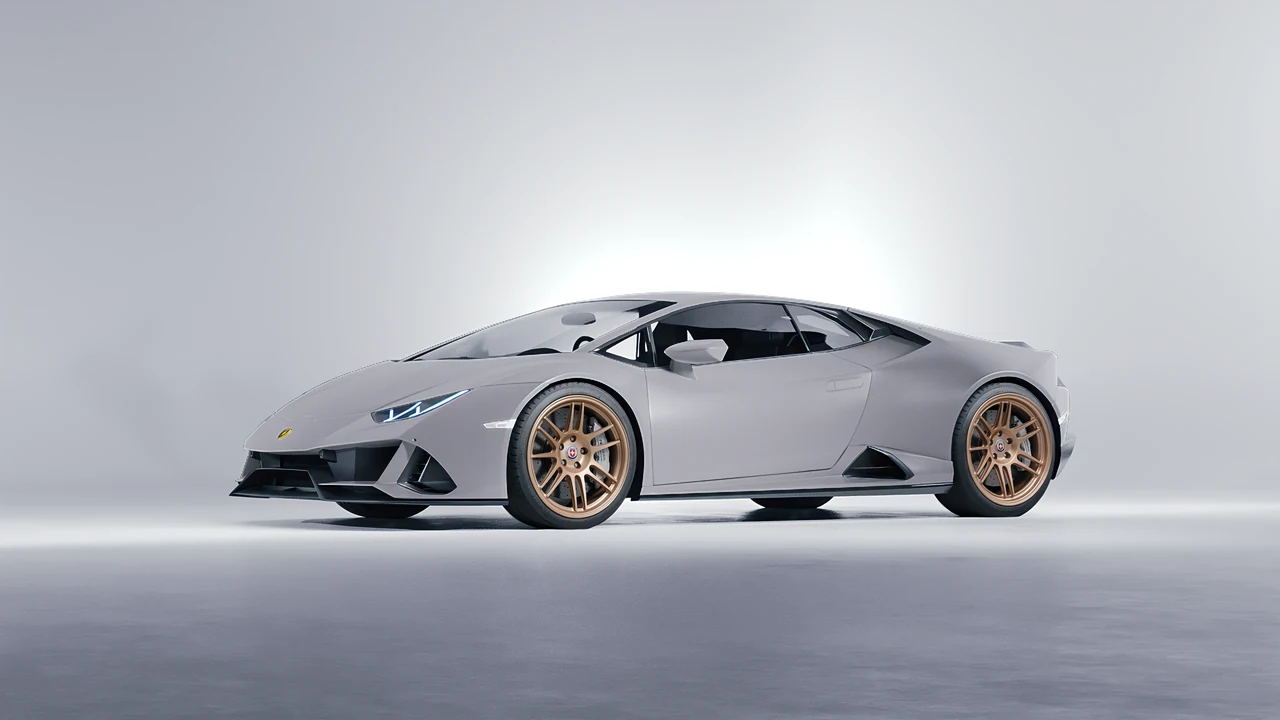 Lamborghini Huracan Evo 2024 on HRE Performance Wheels 312-GTS forged wheels, front three-quarter view