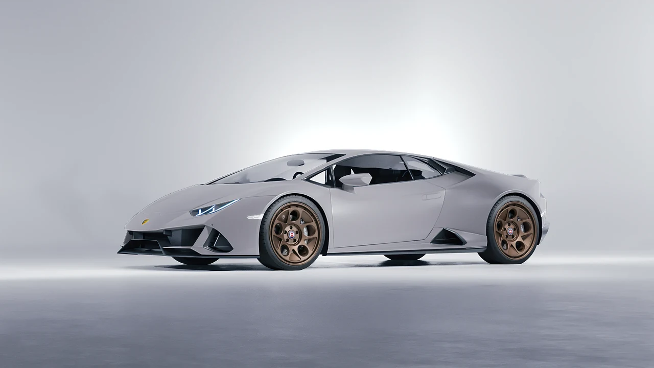 Lamborghini Huracan Evo 2024 on HRE Performance Wheels 454-GTM forged wheels, front three-quarter view