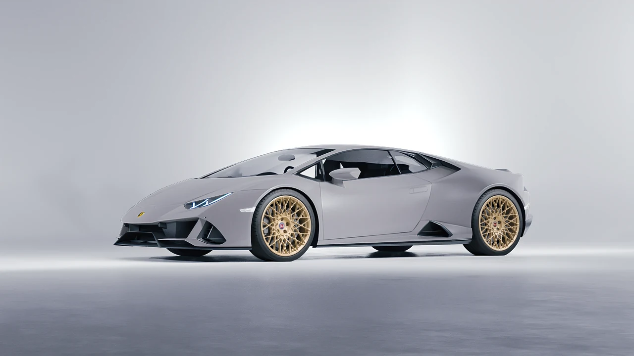 Lamborghini Huracan Evo 2024 on HRE Performance Wheels 501M forged wheels, front three-quarter view